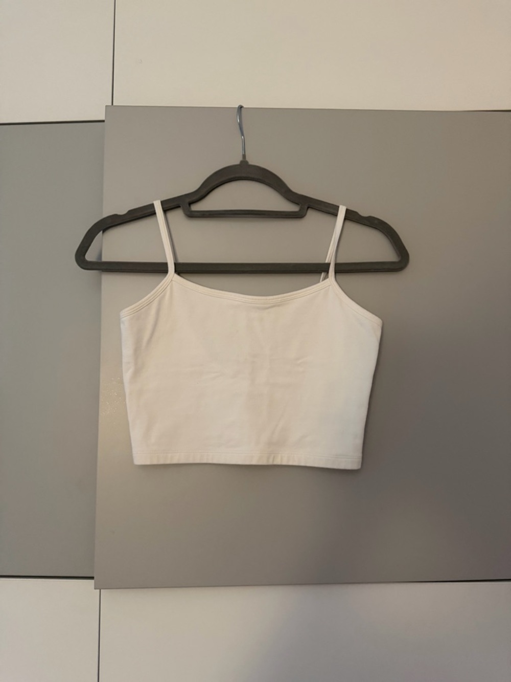 wild fable White Ribbed Cropped Tank with Thin Straps